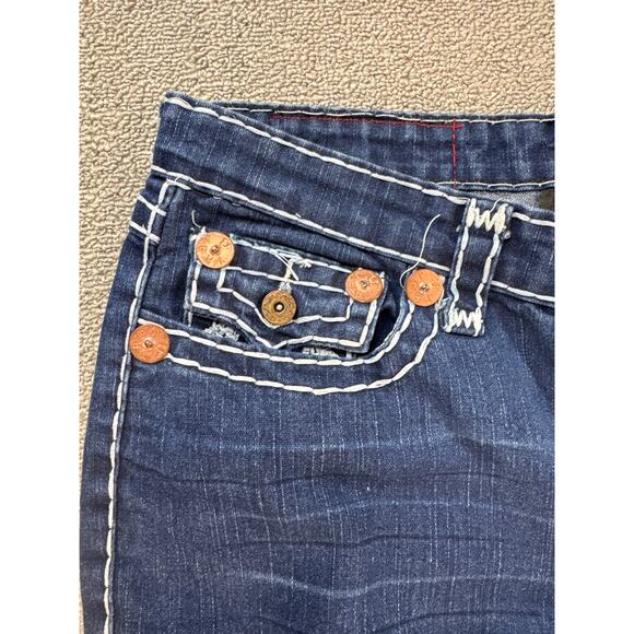 True Religion Jeans Womens 30 Dark Thick Stitch Bootcut Joey Super T Flap Pocket - Picture 3 of 10